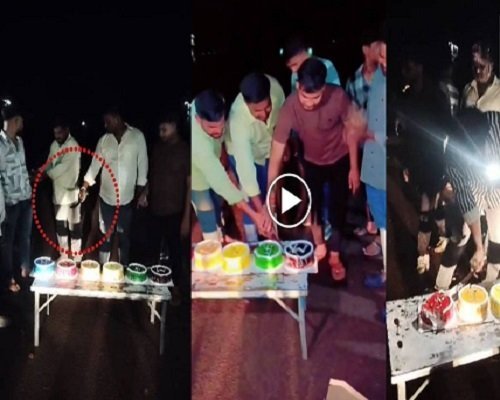 बर्थडे के नाम पर हुड़दंग… बीच सड़क पर धारदार हथियार से काटा केक, जमकर फोड़े फटाके, पुलिस ने की ये कार्रवाई